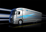 現代汽車氫燃料電池大型物流貨車，將行駛在全歐洲大路。(Hyundai)