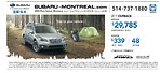 SUBARU MONTREAL車行 2017款斯巴魯Outback購買起售價格29，785元含運輸裝備費用